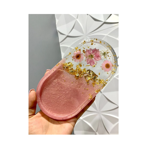 Plateau de service en résine époxy avec ensemble de supports Moules Plateau en silicone simple pour forme ronde et poignée en laiton - Product Image 2