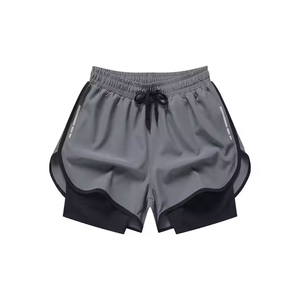 Pantalones cortos de gimnasio hasta la rodilla de cintura alta para hombre OEM, pantalones cortos de entrenamiento de compresión con cintura elástica, pantalones activos de patrón sólido al por mayor - Product Image 5