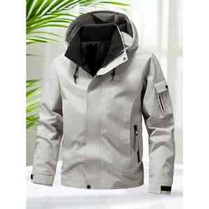 2025 Men's Waterproof Zip <b>Hooded</b> Softshell Jacket <b>Winter</b> Outerwear <b>Coat</b> <b>with</b> Pockets for Hiking and Camping - Product Image 2
