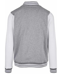 Veste d'université personnalisée pour hommes coupe-vent en laine, doublure matelassée en satin, toile, manches en cuir, bombardier gris, style universitaire pour l'hiver - Product Image 5