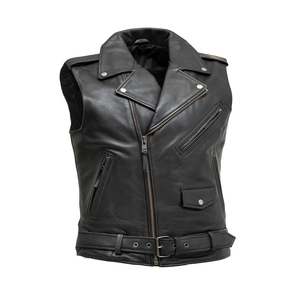 Gilets en cuir pour hommes de qualité supérieure gilets en cuir véritable de moto respirants à séchage rapide gilets de couleur noire et marron en gros - Product Image 1