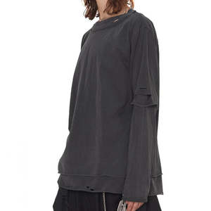 T-shirt à double couche long personnalisé, t-shirt graphique de haute qualité, t-shirt à double couche en coton pour garçons adultes - Product Image 2