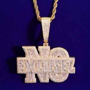 Colgante Hip Hop para hombre Moissanite Diamond Pendant Iced Out 'No Excuses' Quote Round & Baguette Cut 925 Sterling Silver - Product Image 3