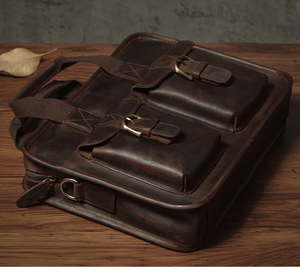 Classic Genuine Leather Laptop Messenger with Crossbody Strap Portable Design and Dual Front Pockets <b>for</b> Office Use - Product Image 4