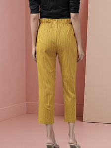 Pantalones de Mujer Cómodos, de Algodón, Color Mostaza, con Estampado de Rayas Flexibles, Diseño de Corte Regular para Uso Diario, Oficina, Viajes y Casual - Product Image 3