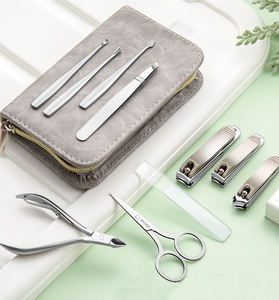 Coupe-ongles manucure professionnel pédicure 10 pièces ensemble de Kit de toilettage avec étui en cuir de voyage - Product Image 5