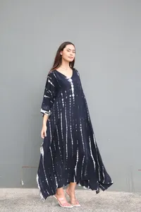 Summer Vacation Long <b>Abaya</b> Tie Dye Kaftan Natural Hand Dyed Loose Beachwear Rayon Fabric Kaftan - Product Image 2