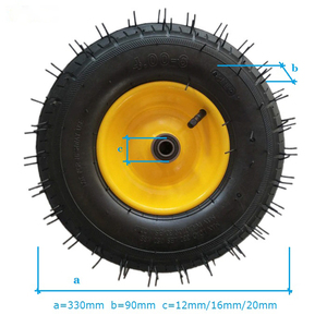 Roues à roulement pneumatique à noyau traversant 13''x4.00-6 pour chariot à outils, brouette, chariot de jardin, garantie 3 ans, OEM ODM - Product Image 2