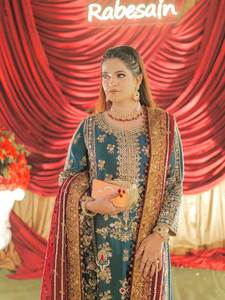 Teal Green Chinon Silk Plazzo Suit With Dupatta Chinon Silk <b>Sequence</b> & Zari & Thread Embroidery Work <b>Top</b> & Palazzo With Dupatta - Product Image 2