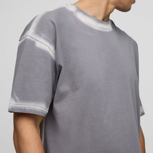 T-shirt vierge surdimensionné personnalisé délavé à l'acide T-shirt poids lourd pour hommes T-shirt vintage court et vieilli pour hommes - Product Image 6