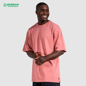 T-shirt pour homme en coton 100% respirant et écologique avec logo de marque personnalisé sur le devant, coupe ample, grande taille - Product Image 2