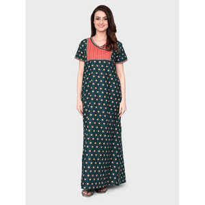 Evolove Camisón Largo de Algodón Casual para Mujer, Estampado, Manga Corta, con Bolsillos Laterales y Botones, Talla XS, Tejido Suave - Product Image 6