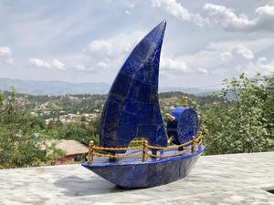 Best Selling Top Quality Lapis Lazuli Boat Model, Hand Made Lapis Lazuli <b>Clock</b> Boat Showpiece - Product Image 6