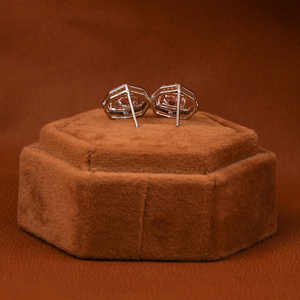 Pendientes macizo de oro blanco 18 quilates, elegante diseño de tuerca, CT 4,4, cultivado en laboratorio, rosa, corte radiante, Diamante pequeño, ajuste de Halo pequeño, chapado en oro - Product Image 6