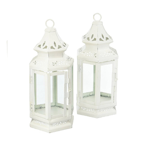 Linterna decorativa de Ramadán para el hogar con diseño vintage, linterna de Metal con acabado blanco, linternas marroquíes para uso en jardín al precio más bajo - Product Image 6