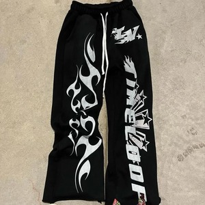 Men <b>Couple</b> <b>Tracksuit</b> Custom Hip Hop Ripped cuffs Distressed Screen Print Rhinestone Drawstring Casual Shorts Street Two Piece - Product Image 3