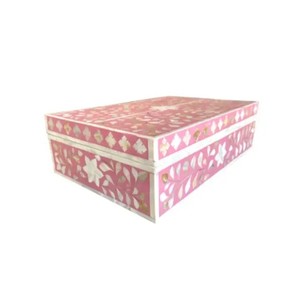 Boîte en bois de mosaïque de résine de haute qualité avec des motifs en couleur noir et blanc organisateur de boîte à bijoux pour femmes et filles - Product Image 2