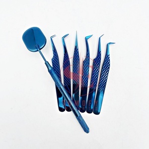 Pinzas de pestañas de 45 grados de acero inoxidable ligeras con muestra gratis, herramienta de belleza con logotipo personalizado para extensión de pestañas - Product Image 1