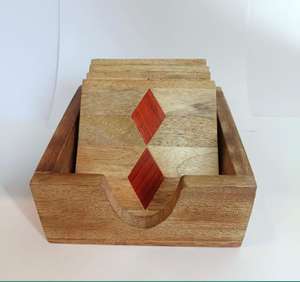 Modern Wood Resin <b>Coaster</b> <b>Set</b> <b>With</b> <b>Holder</b> Cup Square Round Wooden Resin <b>Coasters</b> for Drinks Handmade Handicraft Manufacturer - Product Image 6