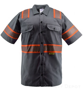 Camisas de Trabajo de Alta Visibilidad con Protección Solar, Transpirables, con Estampado UV, de Manga Larga, 100% Algodón, para Construcción y Minería, con Logotipo Personalizado Reflectante - Product Image 1