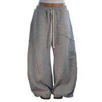Pantalon de survêtement sport ample et droit, grande taille, avec cordon de serrage, taille mi-haute, respirant, séchage rapide, en molleton 200g Spandex/Polyester