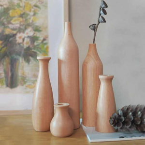 Meilleurs vases à fleurs en bois naturel moderne forme ronde décoration de la maison centre de table décoration cadeau - Product Image 2