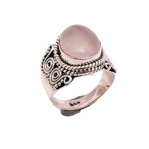 แหวนพลอยควอตซ์รูปดอกกุหลาบธรรมชาติ925เงินสเตอร์ลิงเครื่องประดับขายส่งแหวนเงินแท้ทำด้วยมือของอินเดีย - Product Image 1