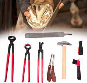 Kit d'outils de maréchal-ferrant professionnel 8 pièces tondeuses à sabots de cheval pour vétérinaires et cavaliers outils vétérinaires en acier inoxydable - Product Image 1
