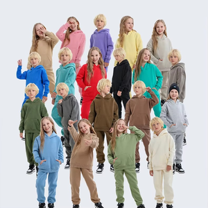 Chándales para niños con logotipo personalizado 3-14 años 350Gms Fleece Plain Kids Jogger Sets a granel al por mayor Ropa para niños - Product Image 2