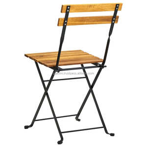 Viet Wood Acacia Wood Black Stained Steel Grey Table 2 Sillas Bistro Set Outdoor para Patio Jardín Cocina Banquete Hospital - Product Image 3