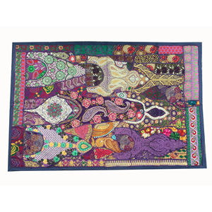 Patchwork indien fait de saris vintage pour décor mural hippie bohème, vente en gros - Product Image 4