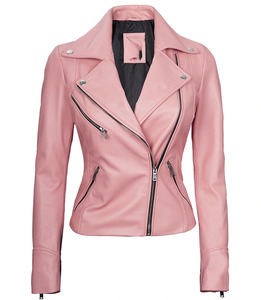 เสื้อแจ็คเก็ตไบค์เกอร์สำหรับผู้หญิงและผู้ชายเสื้อโค้ทหนังวัวสีชมพูอ่อนแบบดั้งเดิมใหม่โค้ทปกตั้งเคลือบสำหรับ2026 - Product Image 3
