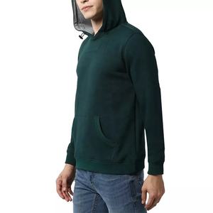 Jersey ajustado de algodón y poliéster para hombre, Sudadera con capucha y bolsillos tipo canguro - Product Image 3