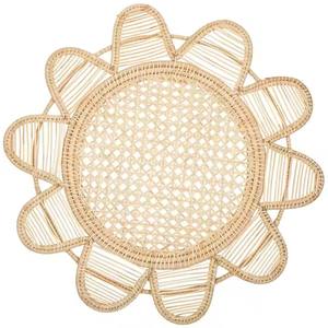High Quality Flower Rattan Placemat Charger Round Shape Handwoven for Dinning <b>Table</b> Accessories Home Decoration - Product Image 2