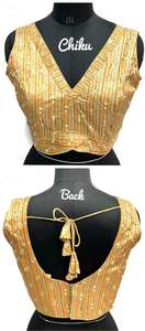 Chemisier à col en V moderne pour mariages Design tissé à la mode Paillettes de multitudes colorées Décoration brodée Motif cousu - Product Image 2