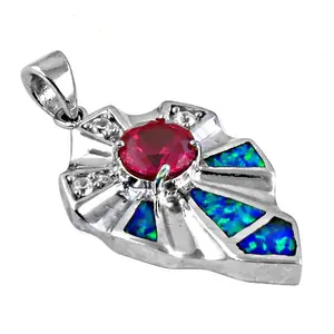 Women's Religious Style 925 Silver Ruby <b>Opal</b> <b>Pendant</b> GIA Certified Crystals 14K Gold Gemstone White Gold Rose Gold Elements - Product Image 1