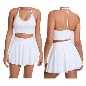 Factory Wholesale Quick Dry Wicking 230gsm 88% Polyester 12% Spandex Yoga Legging Fabric bra <b>Skirt</b> set - Product Image 3