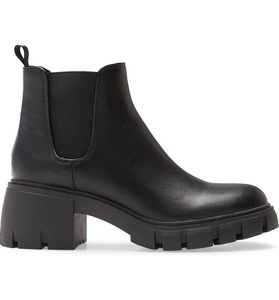 עמיד למים מגפי עור אמיתי גומי Outsole עבודה מזדמן שחור קרסול טעות מגוחך צ 'לסי מגפי נשים - Product Image 3