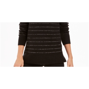 Maglione a Collo Alto con Strisce Metalliche per Donna Style & Co, Traspirante, per Inverno e Autunno, Nero, Taglie dalla Petite alla XL, Logo Frontale - Product Image 3