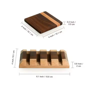 Sous-verres faits à la main dans un style classique unique Finition noyer soigneusement poli Mango Acacia Bois Rustique Tapis de table naturel Tampons - Product Image 6