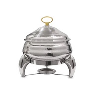 Chauffe-plat en or rose de style royal gravé pour l'équipement de nourriture de buffet d'hôtel de mariage indien
