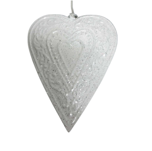 Coeur suspendu en fer métallique décoratif antique argent avec couleur scintillante en forme de coeur pour l'artisanat de décoration murale - Product Image 5