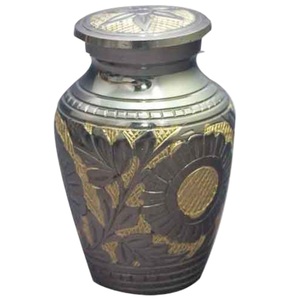 Urnas de recuerdo de cremación de latón de alta calidad con grabado de Peltre y urnas funerarias de metal con acabado de mármol azul para cenizas humanas - Product Image 4