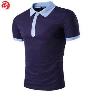 Los hombres de varios colores usan polos de manga corta Impresión de transferencia de calor Camisas de polo transpirables de estilo informal liso - Product Image 3