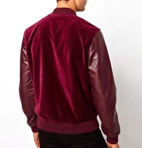 <b>Men</b> <b>Jackets</b> Genuine Leather Sleeve College Varsity <b>Men</b> <b>Velvet</b> <b>Jackets</b> - Product Image 2