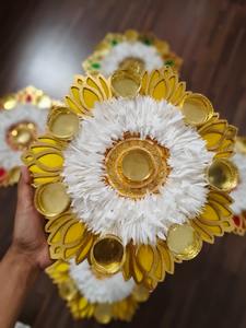 Coloré MDF Lotus Rangoli ensemble avec bougeoir en métal décor à la maison festif cadeaux de mariage pendaison de crémaillère faveurs décoration de Table - Product Image 5