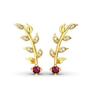 Boucles d'oreilles pendantes Jeulia Golden Leaves Earring Climber Fashion - Product Image 1