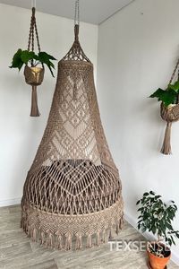 Thủ công macrame Chụp đèn Bohemian sang trọng tán được thực hiện với phức tạp thắt nút kỹ thuật tự nhiên bông dây tán - Product Image 5