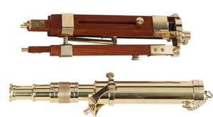 Télescope à longue-vue en laiton antique avec trépied en bois, télescope de bureau nautique vintage - Product Image 2