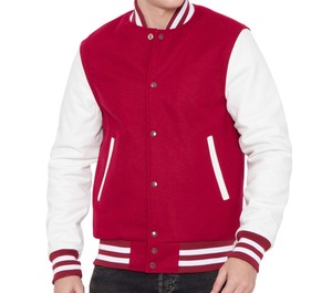 แจ็กเก็ตขนสัตว์สำหรับผู้ชายเสื้อแจ็คเก็ตแขนเสื้อหนังปักลายตัวอักษรสำหรับฤดูหนาวสตรีทแวร์ผลิตตามสั่ง - Product Image 1